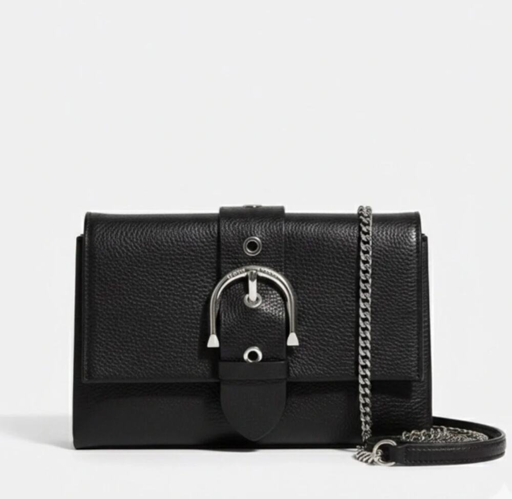 Henri Bendel Riverside Convertible Crossbody Clutch - Black Pebbled Leather
